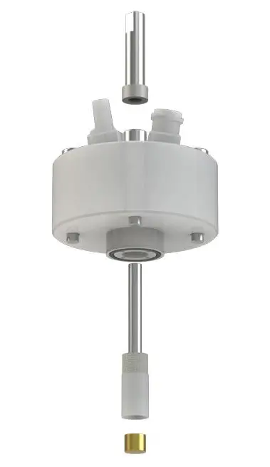 Electrode assembly with a disk contact core from Pine Research used to retain the working electrode in the EC cell